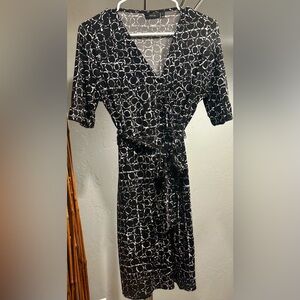 Apt. 9 Black & White Printed Wrap Dress
